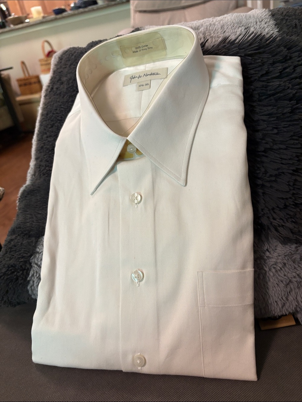 John W. Nordstrom Men's White Spread Collar Dress Shirt